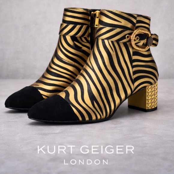 NWOB $310 Kurt Geiger London Mayfair Zebra Ankle Boot – EU 40 (9-9.5)
